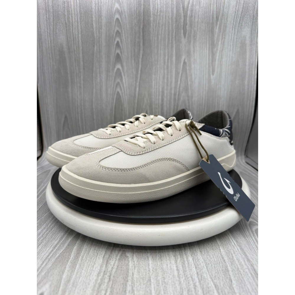 OluKai Punini Mens Size 12 Off White Aloha Navy Court Casual Shoes Sneakers